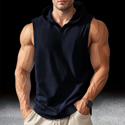 Men's Sleeveless Hooded Gym Tank Top – Workout Training Shirt