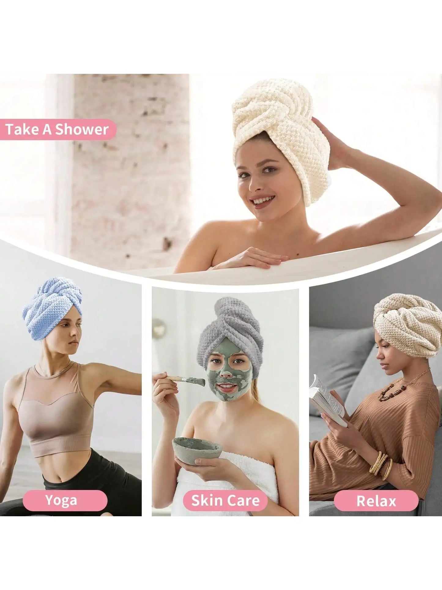 Microfiber Hair Towel Wrap – Absorbent Quick-Dry Turban Cap for Women