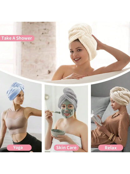 Microfiber Hair Towel Wrap – Absorbent Quick-Dry Turban Cap for Women