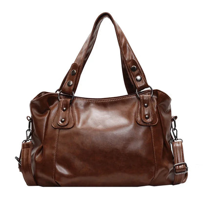 Retro Leather Shoulder Bag – Large Capacity Women's Crossbody Tote
