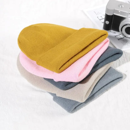 Knitted Beanie Hat – Warm Stretch Cuffed Cap for Men & Women