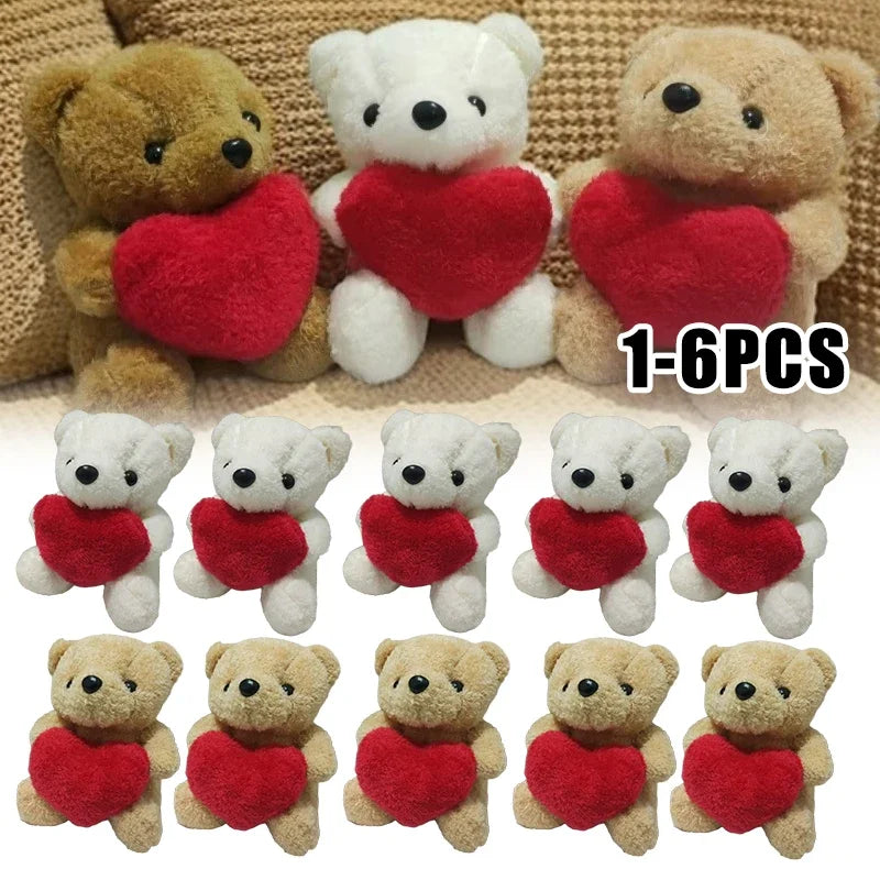 1 3 6pcs 20cm Heart Teddy Bear Plush Cuddly Stuffed Animal Holding Valentine S Day Christmas Gift