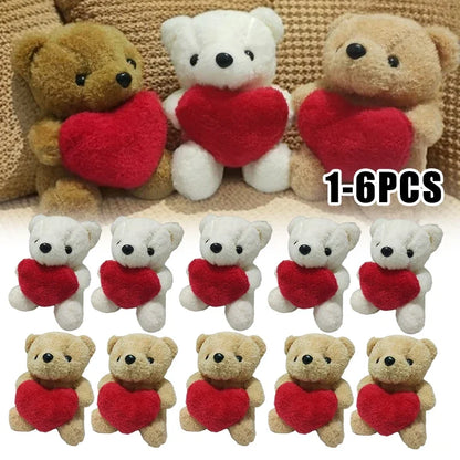 1 3 6pcs 20cm Heart Teddy Bear Plush Cuddly Stuffed Animal Holding Valentine S Day Christmas Gift