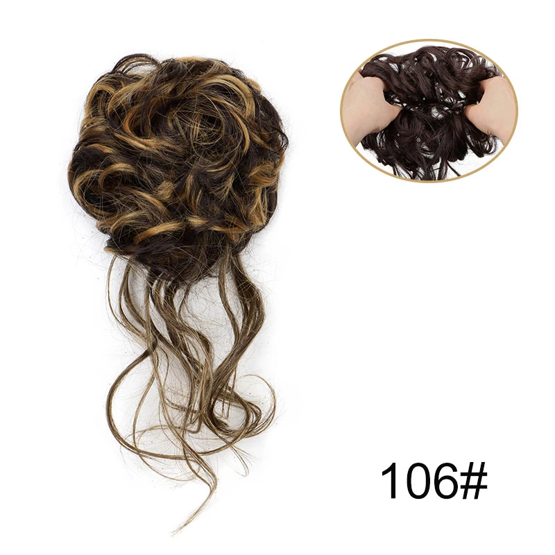 Synthetic Fiber Messy Bun Hairpiece Scrunchie Fake Chignon Hair Extensions Accessories Women Daily
