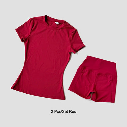 Women's Yoga Set – High-Waist Shorts & Sport Top Fitness Suit