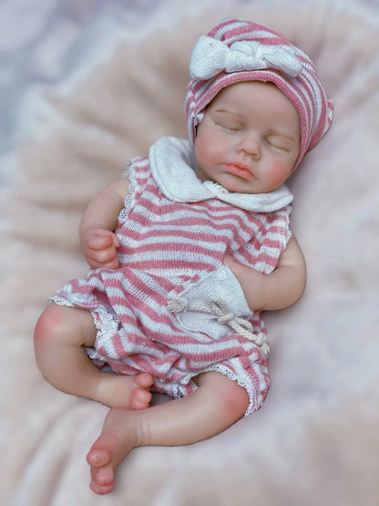 Reborn Baby Doll 33cm Full Body Silicone – Handmade Loulou Newborn