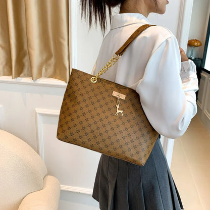 Luxury Monogram Tote Bag for Women – Large Capacity Chain Shoulder Bag