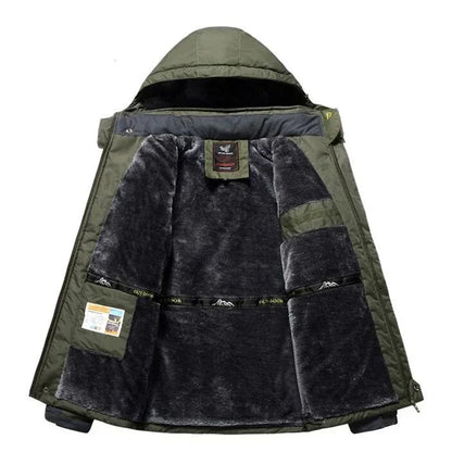 Men's Plus Size Winter Parka – Thick Fleece Hooded Waterproof Coat