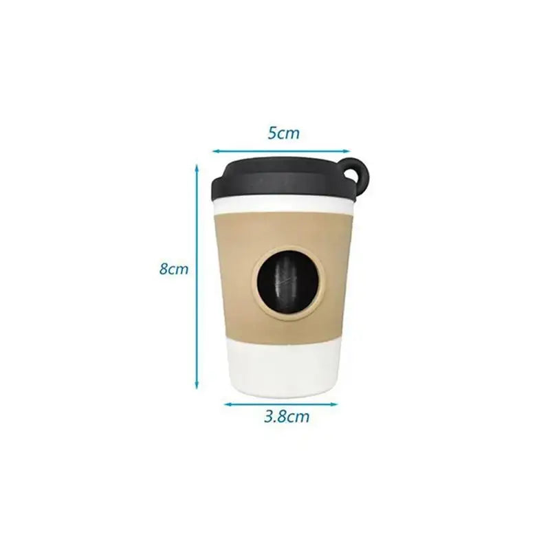 Dog Poop Bag Dispenser – Coffee Cup Design with Carabiner Clip