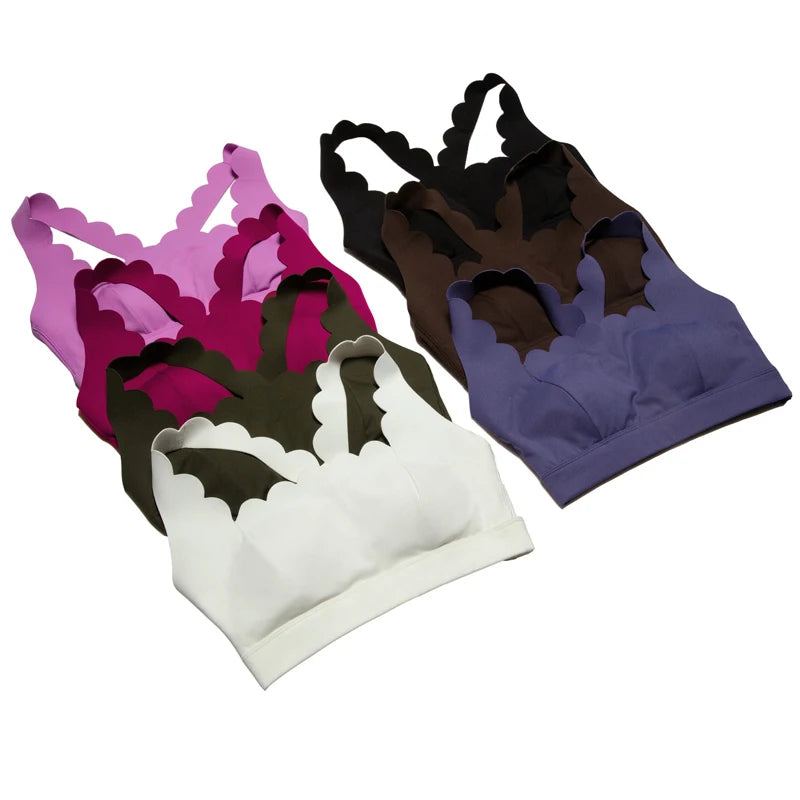 Women's 2-Piece Yoga Set – Scallop Sports Bra & High-Waist Leggings
