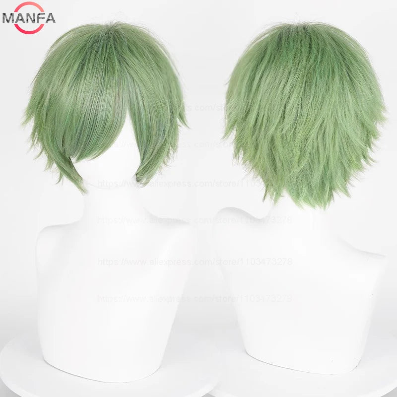 Anime 30cm Short Straight Cosplay Wig Black White Green Brown Purple Blue Gray Red Gold Man Women