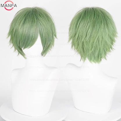 Anime 30cm Short Straight Cosplay Wig Black White Green Brown Purple Blue Gray Red Gold Man Women