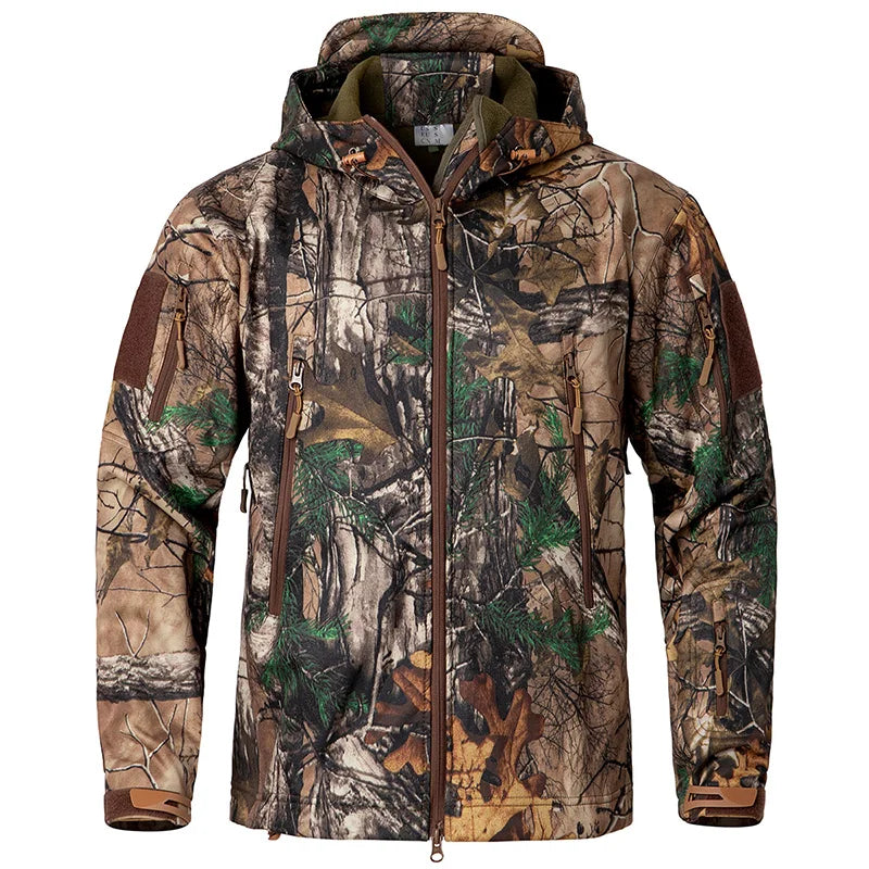 Men's Camouflage Tactical Hunting Jacket – Waterproof Fleece Soft Shell