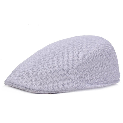 Mesh Beret Flat Cap – Unisex Breathable Newsboy Hat