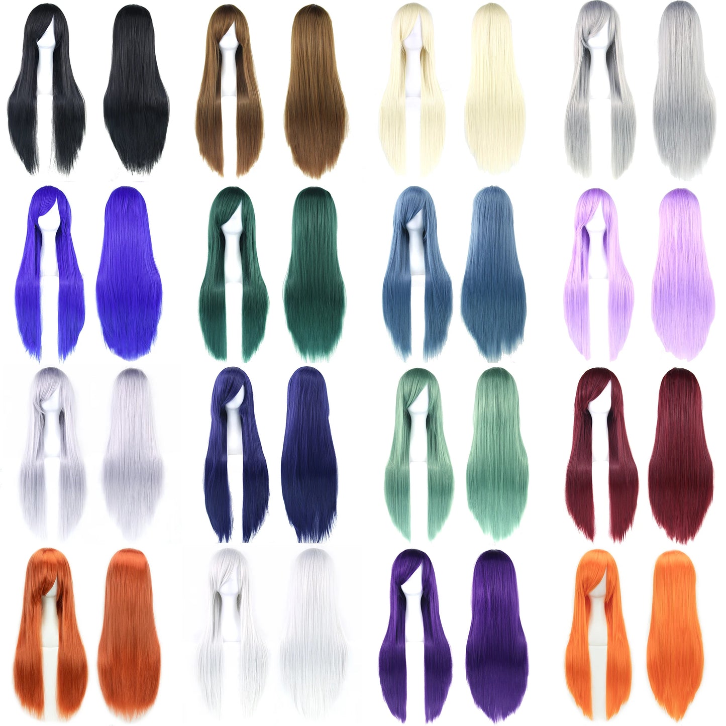 Long Straight Cosplay Wig 80cm Synthetic Hair – 36 Colors