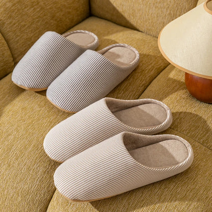 Unisex Home Slippers Soft Fur Warm Indoor Flat Slides Nonslip Couples Shoes Bedroom Light Slience