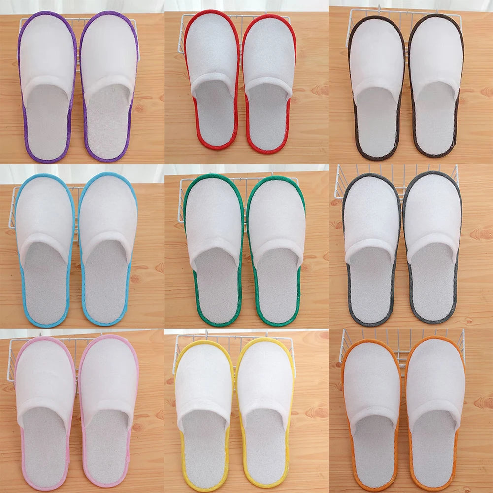 10pair Lot Hotel Slippers Men Womens Random Color Velvet Travel Disposable Cotton Home Hospitality