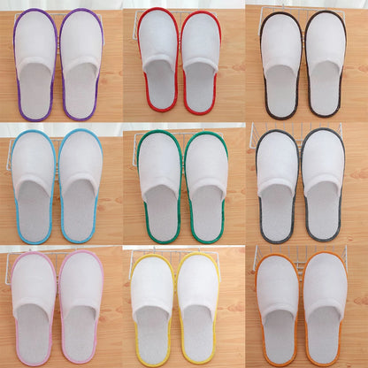 10pair Lot Hotel Slippers Men Womens Random Color Velvet Travel Disposable Cotton Home Hospitality