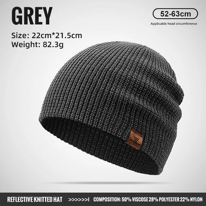 Reflective Knitted Beanie Hat Windproof Unisex