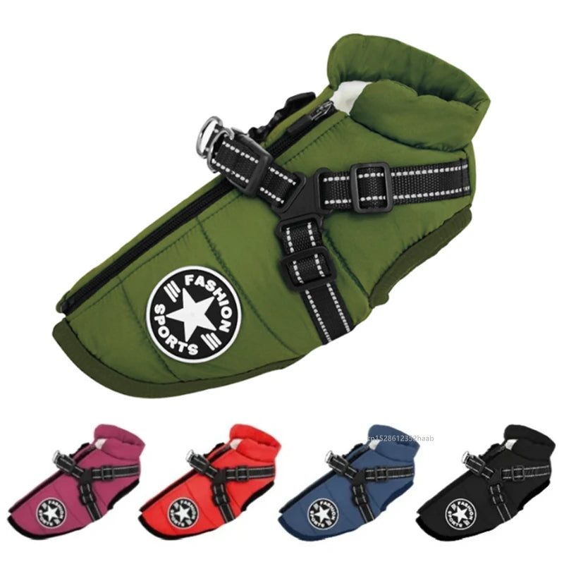 Dog Winter Jacket with Harness – Waterproof Warm Coat Vest