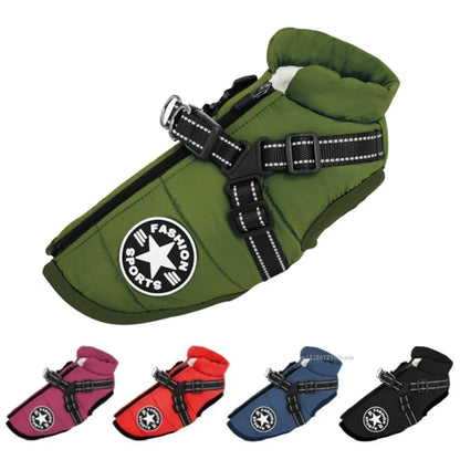 Dog Winter Jacket with Harness – Waterproof Warm Coat Vest