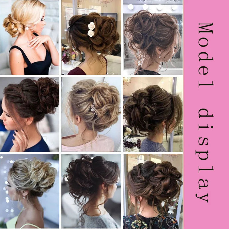 Synthetic Messy Hair Bun Chignon Scrunchies Fake Band Braid Elastic Hairpiece Tail Donut Updo Pieces