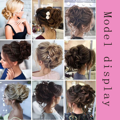 Synthetic Messy Hair Bun Chignon Scrunchies Fake Band Braid Elastic Hairpiece Tail Donut Updo Pieces
