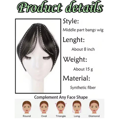 Clip-In Bangs Hair Extension Middle Part Natural Seamless Fringe