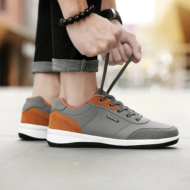 Men's Waterproof Leather Sneakers – Non-Slip Casual Walking Shoes