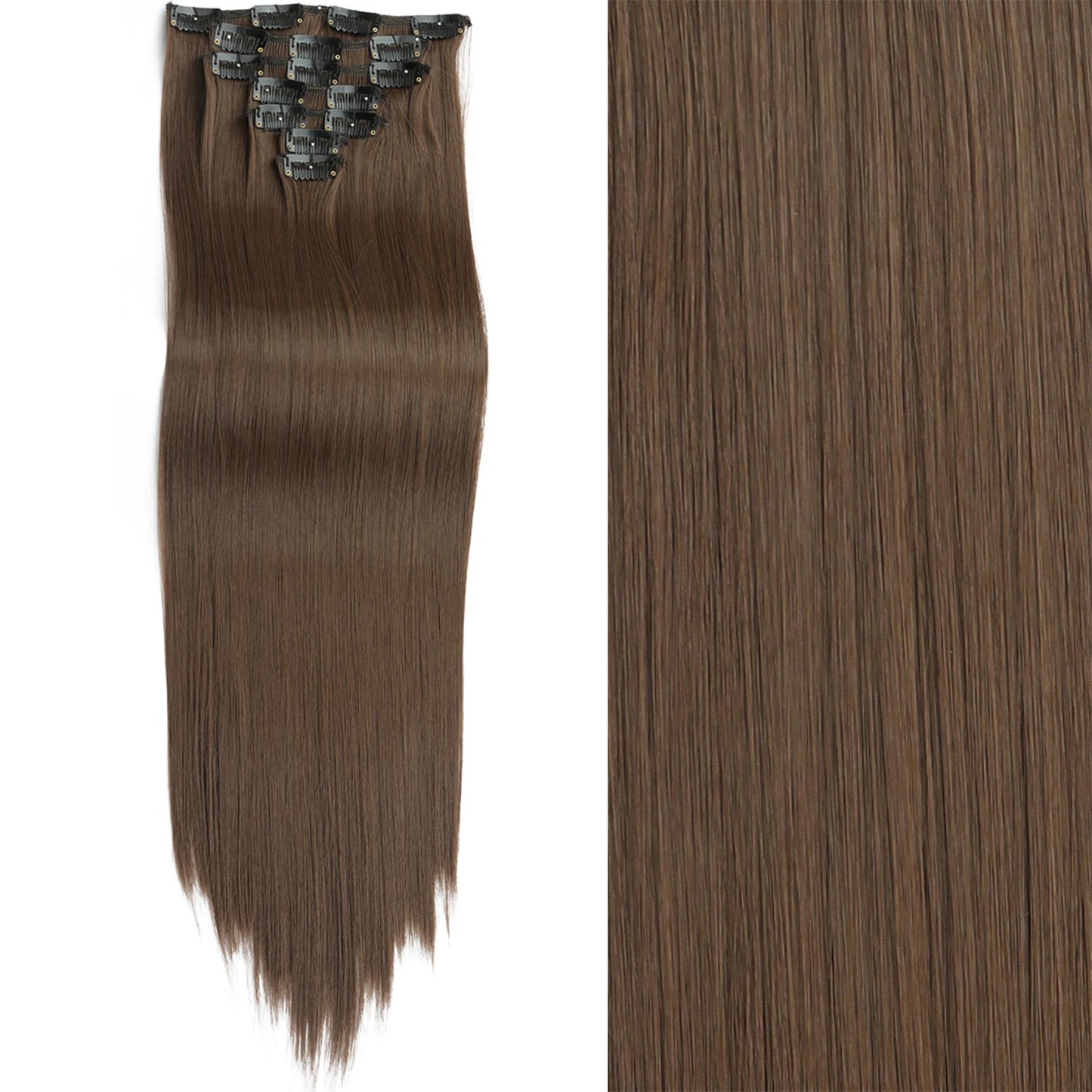 Clip-In Hair Extensions 7pcs 16 Clips Wavy Synthetic 24 Inch
