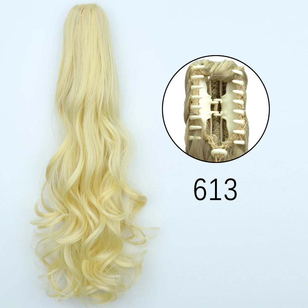 Synthetic Long Straight Claw Clip Ponytail Hair Extensions 24inch Heat Resistant Pony Tail Piece