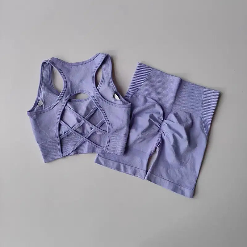 2-Piece Women's Seamless Yoga Set – Sports Bra & Shorts