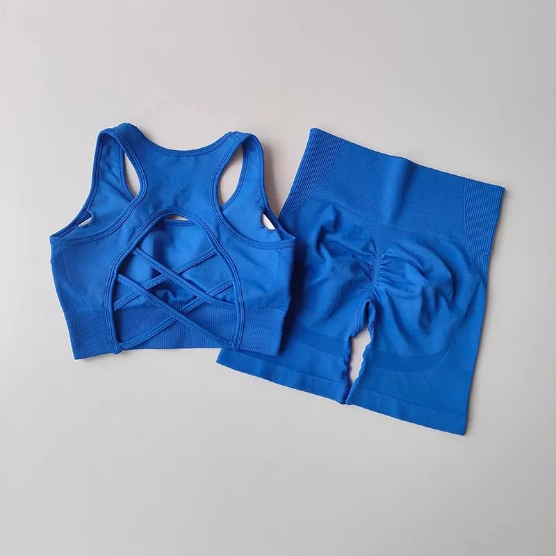 2-Piece Women's Seamless Yoga Set – Sports Bra & Shorts