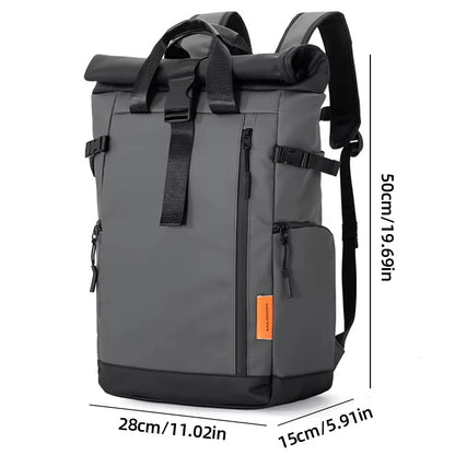 Men's Travel Backpack – 15.6" Laptop Roll-Top Waterproof Bag