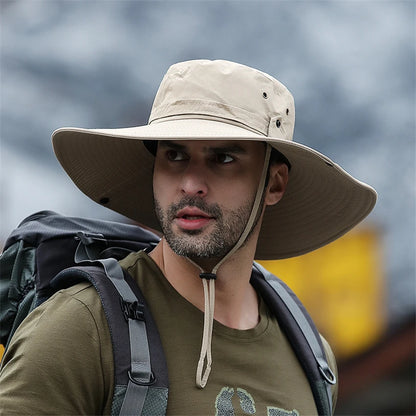 Wide Brim Sun Hat – Mesh Breathable Outdoor Bucket Hat for Men