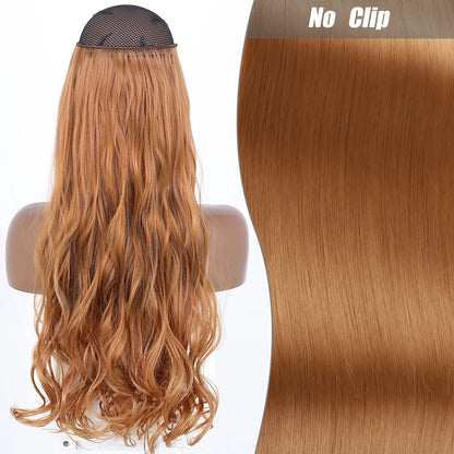 No Clips Natural Hair Extension Synthatic Artificial Long Straight Hairpiece Blonde Black Mixed
