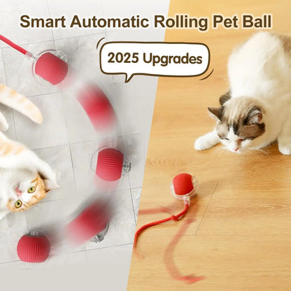 Interactive Cat Ball Toy – Automatic Rolling Ball with Plush Cover & Tail