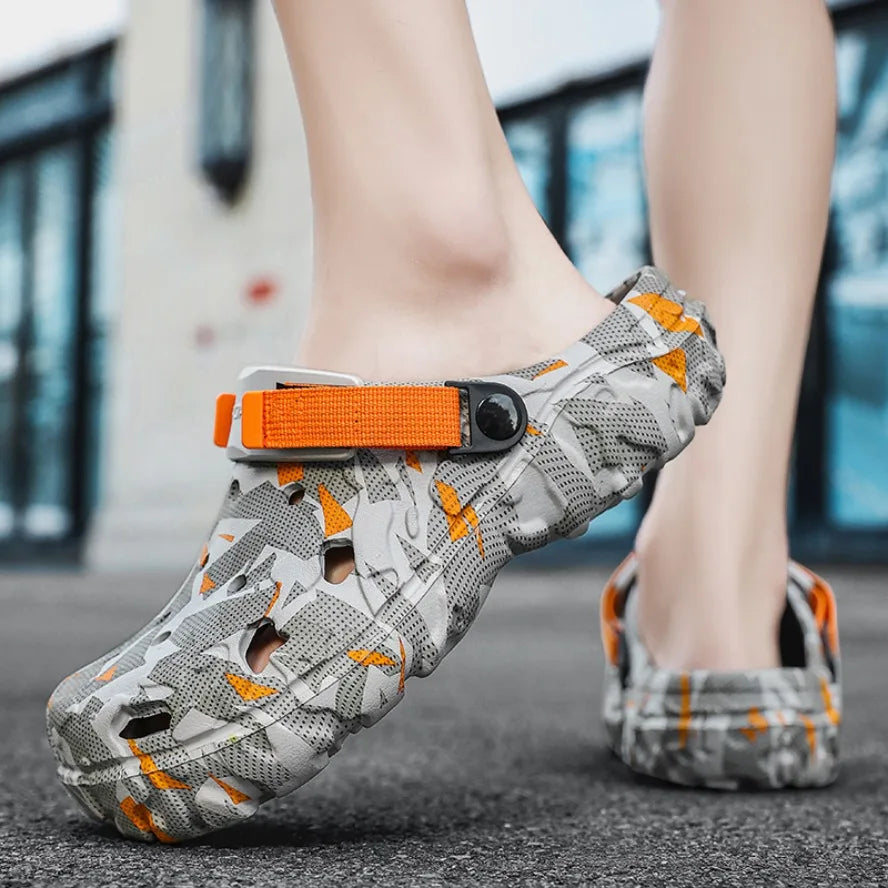 Men's Camouflage Clogs – Big Size Garden Sandals with Adjustable Strap