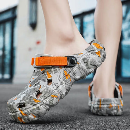 Men's Camouflage Clogs – Big Size Garden Sandals with Adjustable Strap