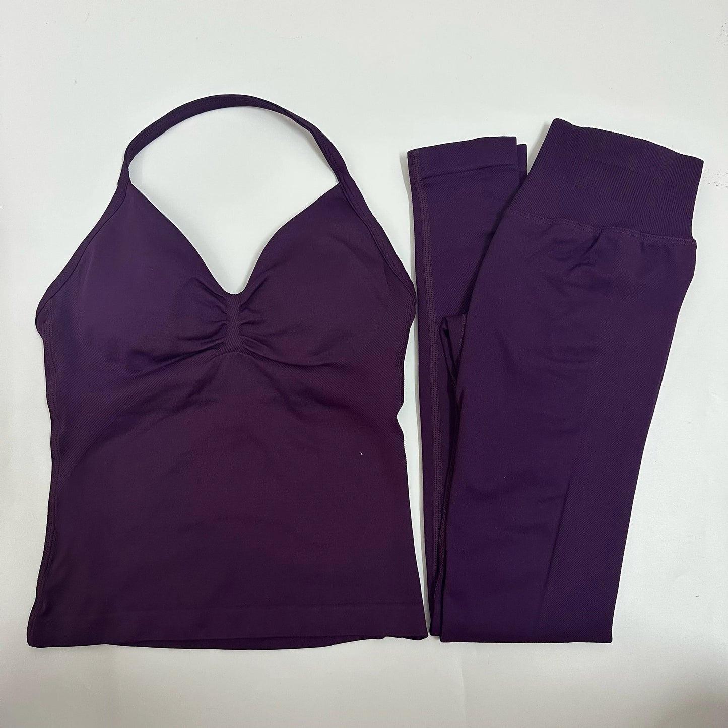 Women's 2-Piece Yoga Set – Backless Tank Top & Scrunch Leggings