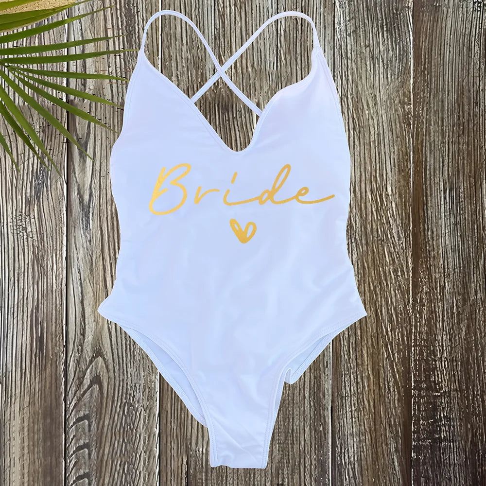 Team Bride One-Piece Swimsuit – Padded Bachelorette Bathing Suit