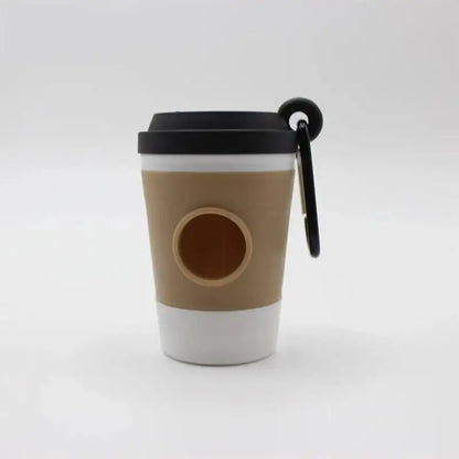 Dog Poop Bag Dispenser – Coffee Cup Design with Carabiner Clip
