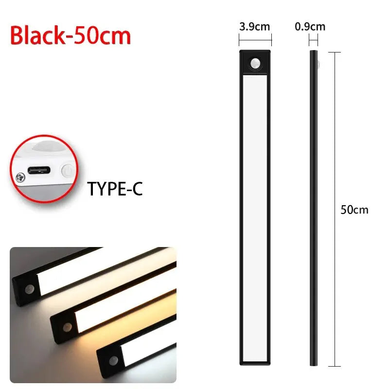 Led Motion Sensor Light Night Wireless Usb Under Cabinet Kitchen Bedroom Wardrobe Indoor Lighting