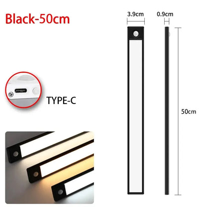 Led Motion Sensor Light Night Wireless Usb Under Cabinet Kitchen Bedroom Wardrobe Indoor Lighting