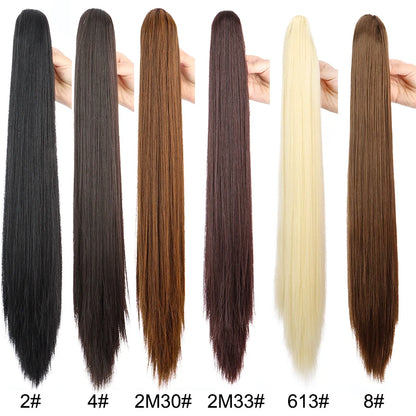 Claw Clip Ponytail Hair Extensions – 24 Inch Straight Synthetic