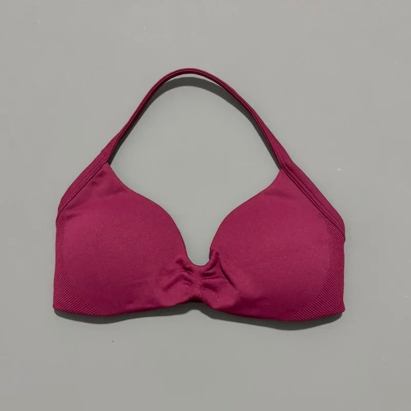 Women's Strappy Sports Bra – Padded Push-Up Gym Top