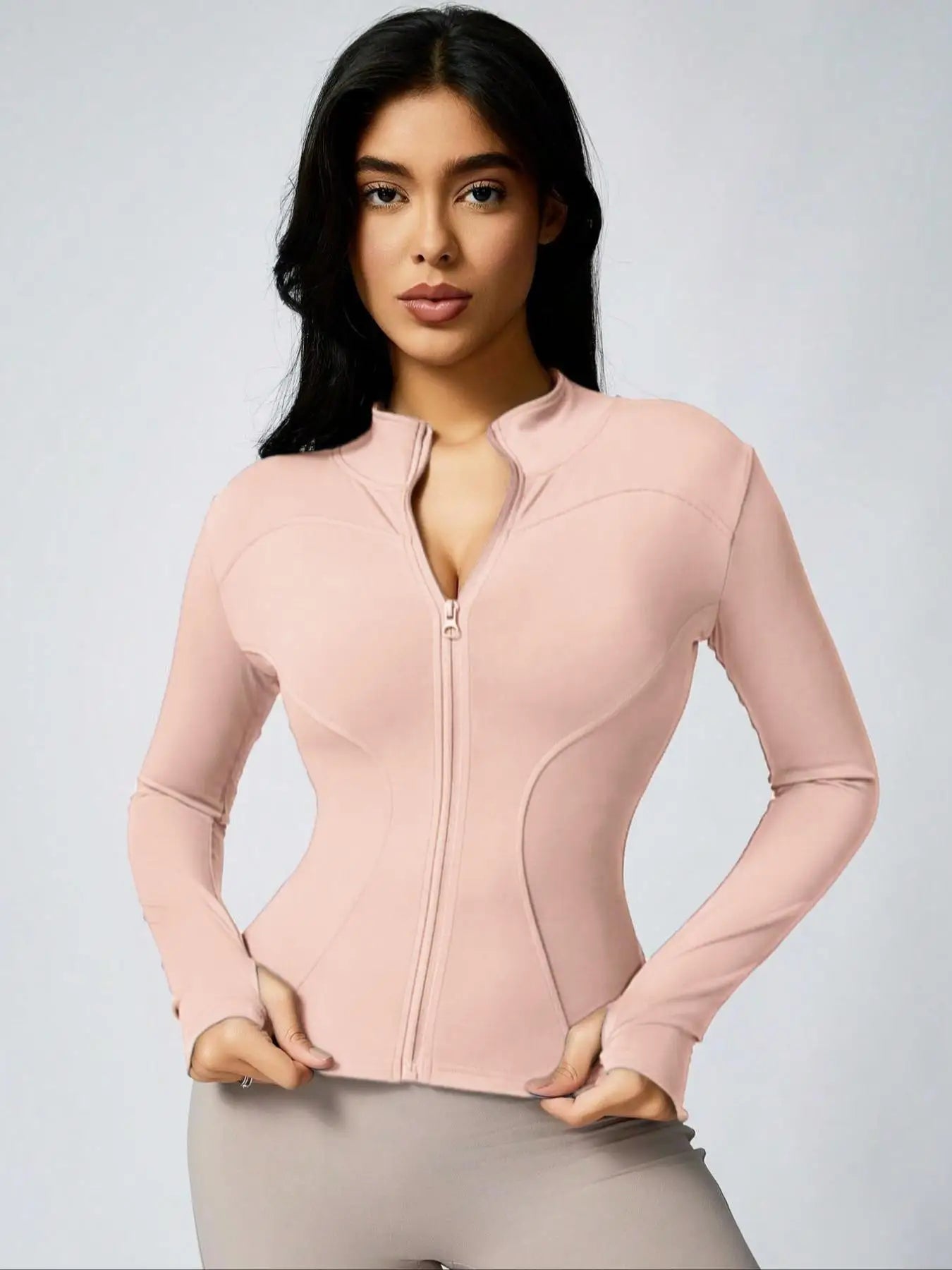 Women's Zip-Up Sports Jacket – Slim Fit Athletic Top