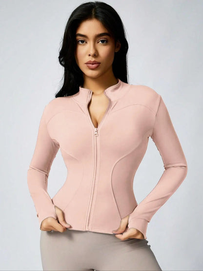 Women's Zip-Up Sports Jacket – Slim Fit Athletic Top