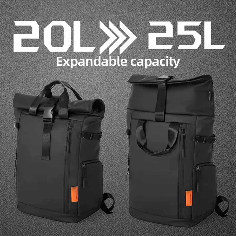 Men's Travel Backpack – 15.6" Laptop Roll-Top Waterproof Bag