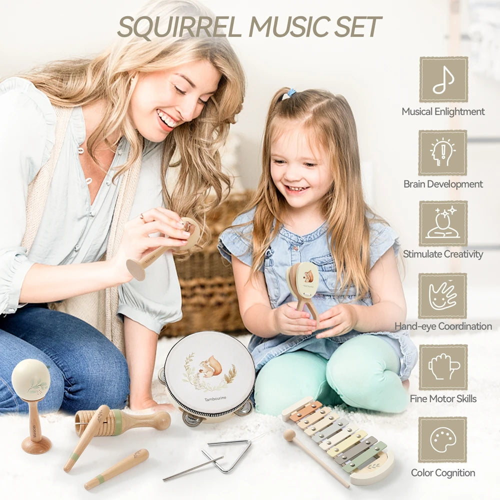 Baby Montessori Musical Instruments Set – Xylophone, Drum & More